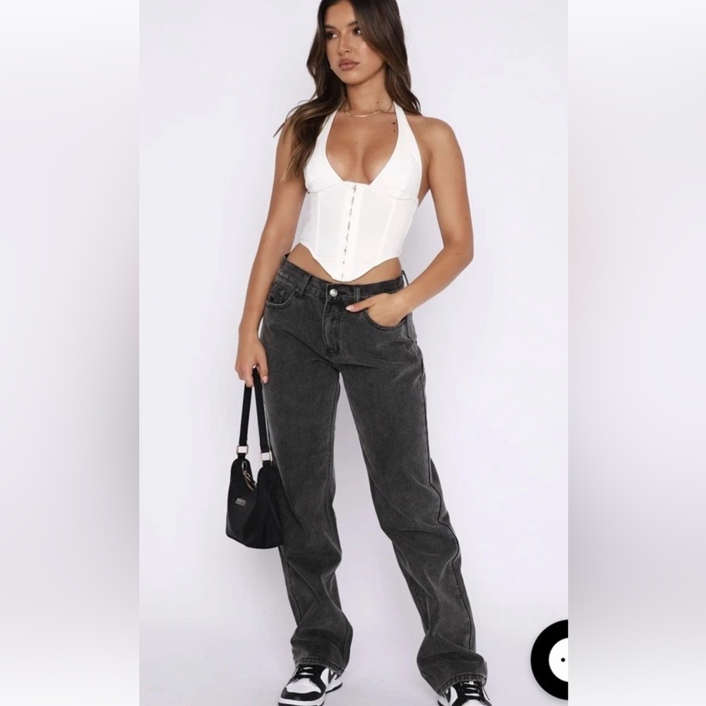NWT WHITE FOX Fashion Society Mid Rise Acid Black Straight Leg Jeans Medium